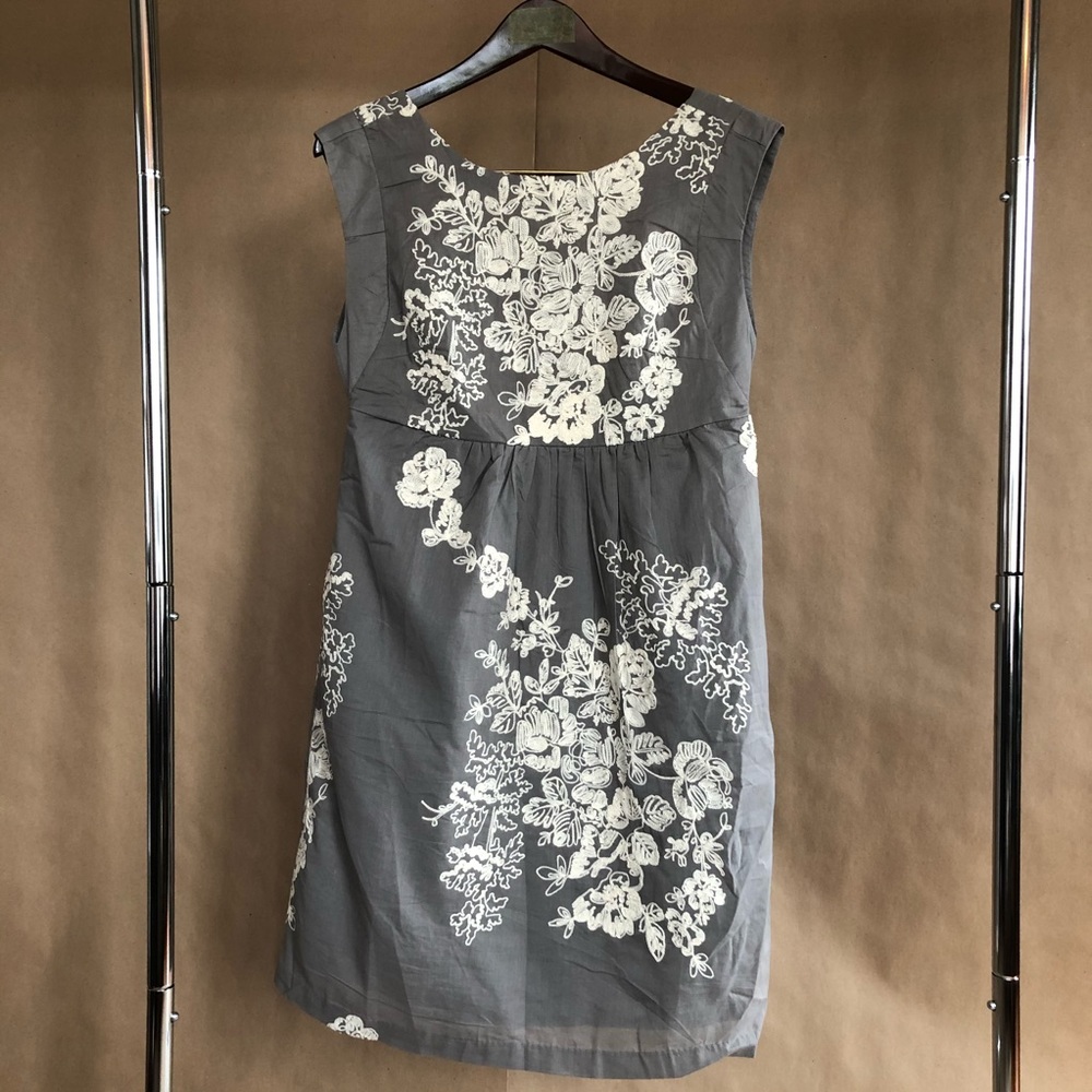 Grey embroidered sleeveless mini dress NWT